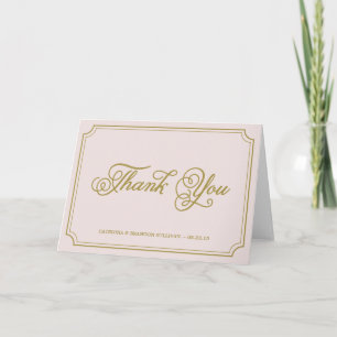 Carte de remerciements de script blush & Gold Whim
