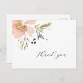 Carte de remerciements de script d'aquarelle flora (Devant / Derrière)