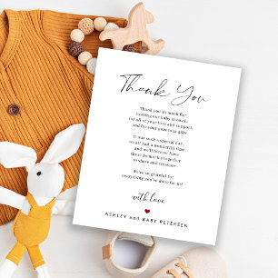 Carte de remerciements de script de baby shower bu