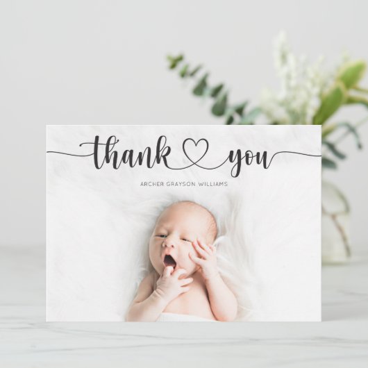 Carte de remerciements de script de coeur (Debout devant)