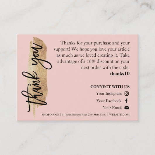 Carte de remerciements de script de Parties scinti (Devant)