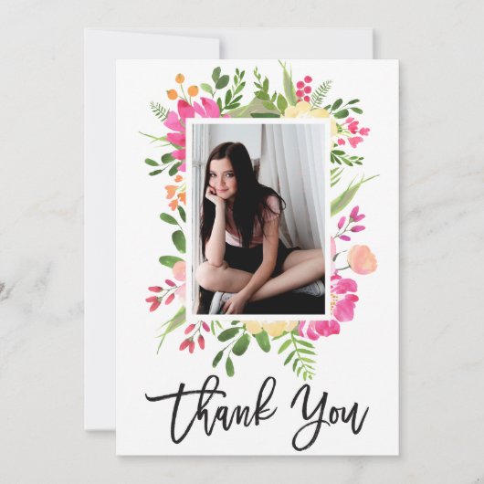 Carte de remerciements de script de photo couleur  (Devant)