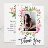 Carte de remerciements de script de photo couleur  (Devant / Derrière)