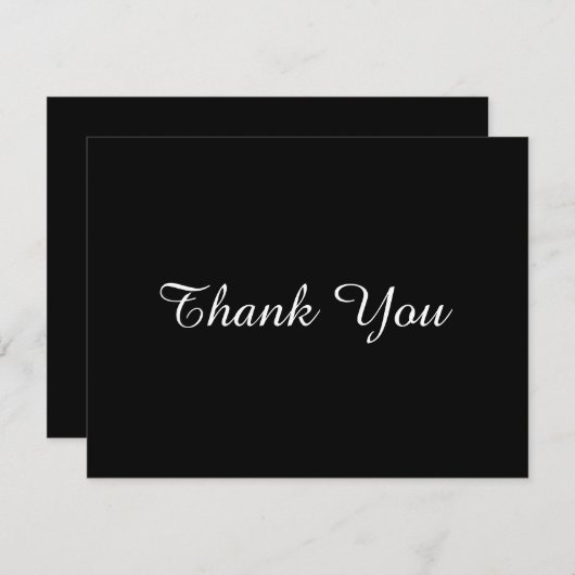 Carte de remerciements de script d'entreprise noir (Devant / Derrière)
