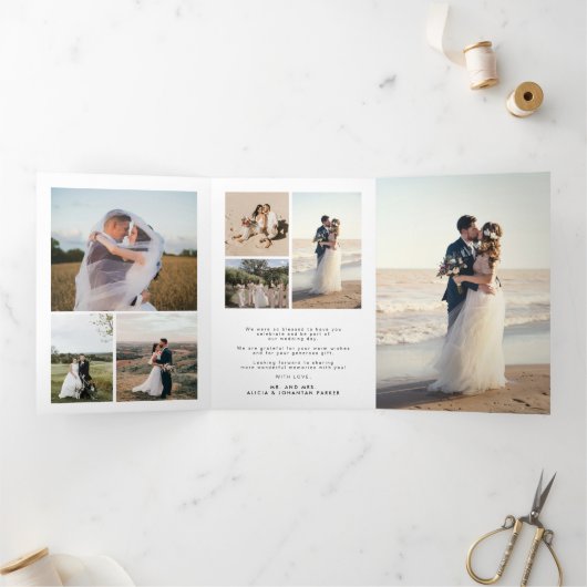 Carte de remerciements de script élégant multi pho (Intérieur)