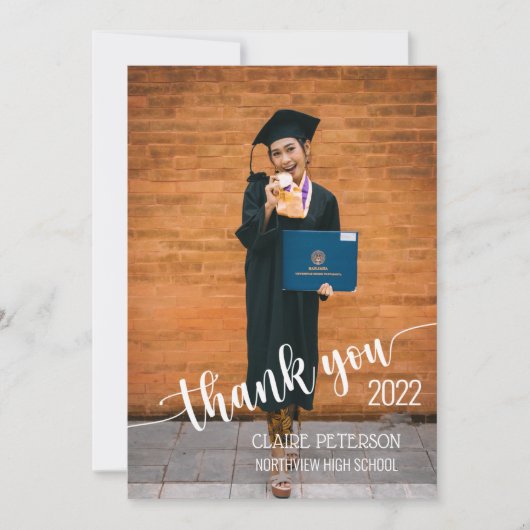 Carte de remerciements de script élégant pour la g (Devant)