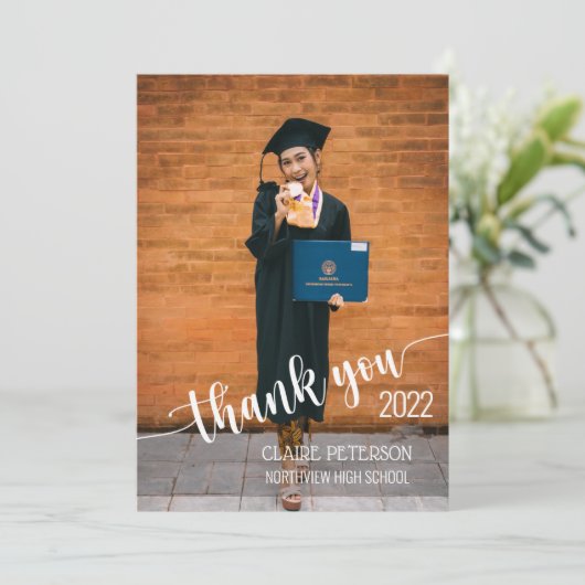 Carte de remerciements de script élégant pour la g (Debout devant)