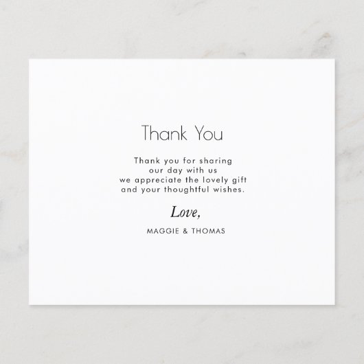 carte de remerciements de script élégant unique (Dos)