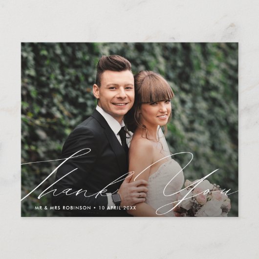 carte de remerciements de script élégant unique (Devant)