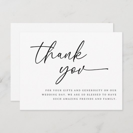 carte de remerciements de script mariage message d (Devant / Derrière)