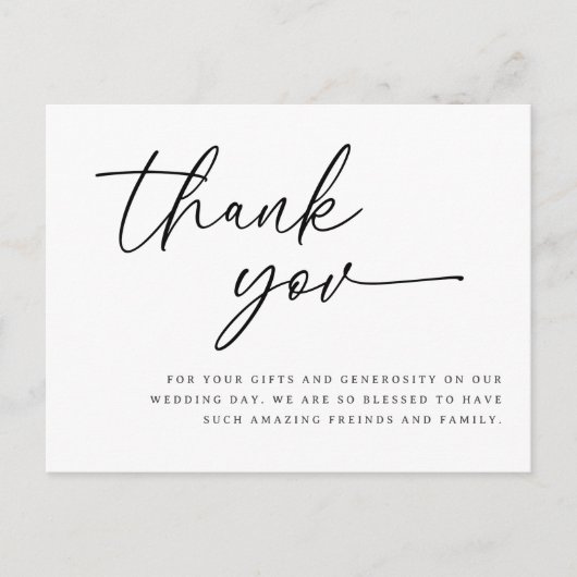 carte de remerciements de script mariage message d (Devant)
