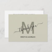 Carte de remerciements de script moderne Monogramm (Devant / Derrière)