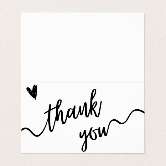 Carte de remerciements de script noir et blanc sim (Extérieur déplié)