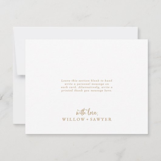 Carte de remerciements de script or rustique (Dos)