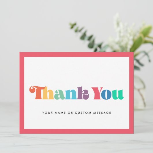 Carte de remerciements de script rétro coloré (Debout devant)