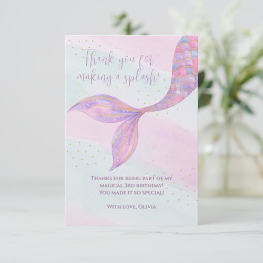 Carte de remerciements de sirène à éclaboussure (Debout devant)