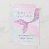 Carte de remerciements de sirène à éclaboussure (Devant / Derrière)