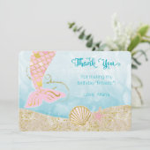 Carte de remerciements de sirène de rose et d'or (Debout devant)