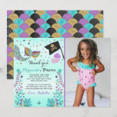 Carte de remerciements de sirène et de pirate (Devant / Derrière)