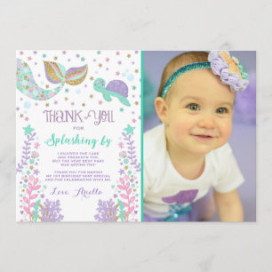 Carte de remerciements de sirène sous le Merci de