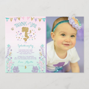 Carte de remerciements de sirène sous le Merci de