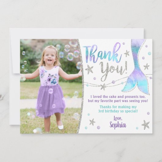 Carte de remerciements de sirène - sous le Merci m (Devant)