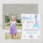 Carte de remerciements de sirène - sous le Merci m (Devant / Derrière)