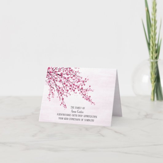 Carte de remerciements de sympathie des fleurs de  (Devant)