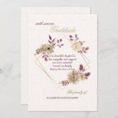 Carte de remerciements de sympathie d'expression (Devant / Derrière)