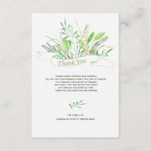 Carte de remerciements de sympathie d'herbes