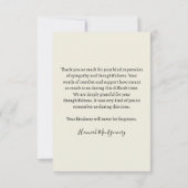 Carte de remerciements de sympathie du cadre flora (Dos)