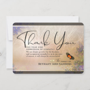 Carte de remerciements de Sympathie du jardin éter