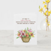 Carte de remerciements de Sympathie du panier d'ét (Fleur jaune)