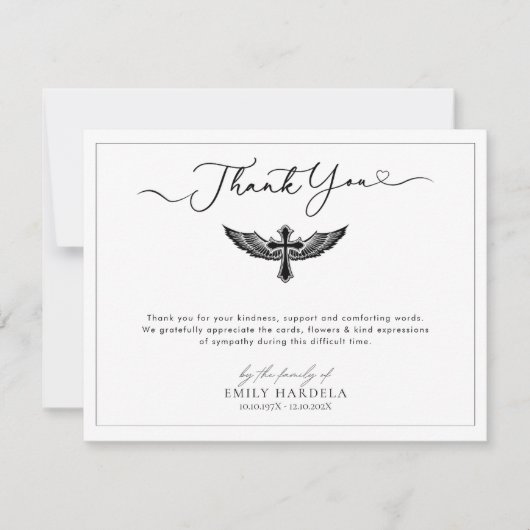 Carte de remerciements de Sympathie Florale Bleu d (Devant)