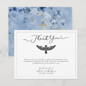 Carte de remerciements de Sympathie Florale Bleu d (Devant / Derrière)