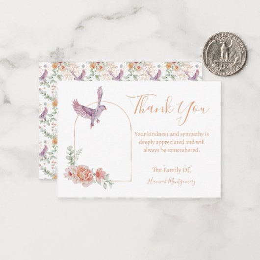 Carte de remerciements de sympathie florale d'oise (Devant/Arrière en situation)