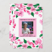 Carte de remerciements de sympathie florale rose (Devant / Derrière)