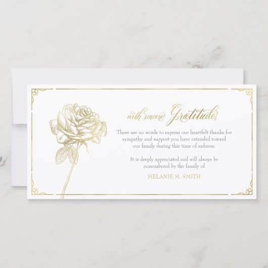 Carte de remerciements de sympathie, mémorial, or (Devant)