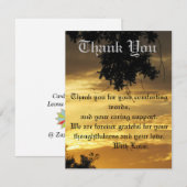 Carte de remerciements de Sympathie Plat Sunset Or (Devant / Derrière)