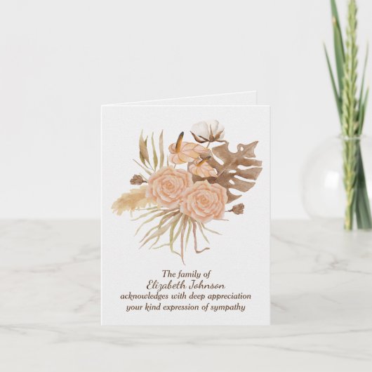 Carte de remerciements de sympathie Rose d'automne (Devant)