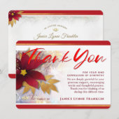 Carte de remerciements de Sympathie Rouge Pointset (Devant / Derrière)