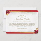 Carte de remerciements de Sympathie Rouge Pointset (Dos)