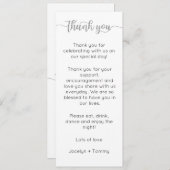 Carte de remerciements de table, Carte de réglage (Devant / Derrière)