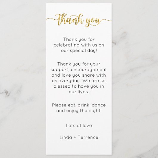 Carte de remerciements de table, Carte de réglage (Devant)