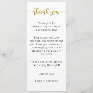 Carte de remerciements de table, Carte de réglage