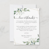 Carte de remerciements de table de mariage Eucalyp (Devant)