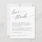 Carte de remerciements de table de mariage moderne (Devant)