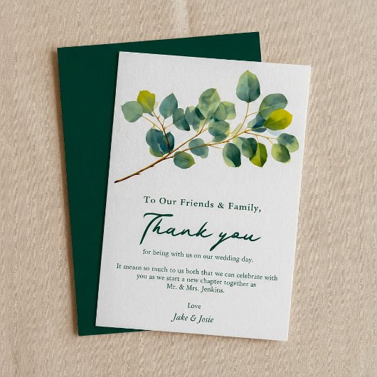 Carte de remerciements de table Mariage de la bran