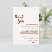 Carte de remerciements de table Mariage Sienna (Debout devant)