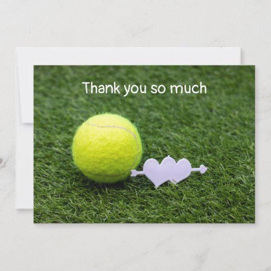 Carte de remerciements de tennis avec balle de ten (Devant)